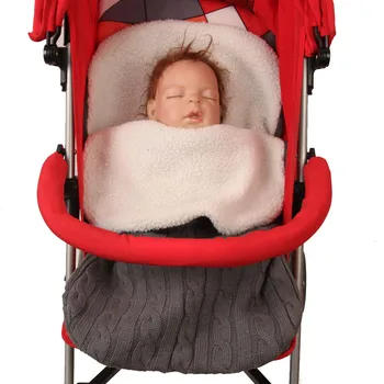 

Winter Baby Hooded Swaddle Knitted Wrap Thick Warm Blanket Windproof Soft Cotton Pad Pram Pushchair Stroller Sleeping Sack New