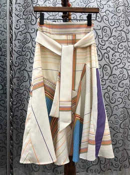 

2020 Spring New Women's Wild Knot zhong gao yao Skirt 0505
