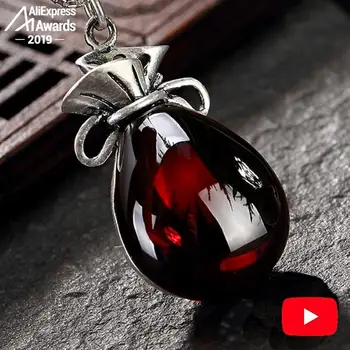 

S925 Fine Antique shop Ruby Pendant for Necklace Women Handmade Vintage Natural Carnelian Ruby Red jasper Red