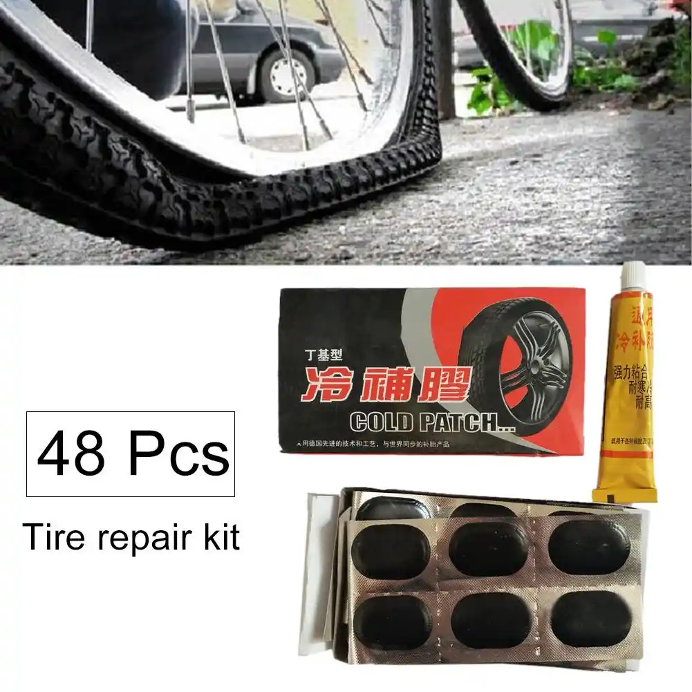 48 Pcs+1 Glue High Quality Oval Bicycle Bike Tire Tyre Rubber Patch Piece  Cycling Puncture Repair Tools Kits| | - AliExpress