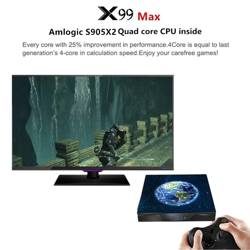 ТВ приставка X99 Max Android 9 0 UHD 4K медиаплеер Amlogic S905X2 4 Гб DDR4 32 ГБ EMMC 2 4G/5G