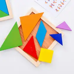 Wooden Puzzle Toys for Kids Colorful Geometric Tangrams Puzzles Boards Toys Kids Early Learning Educational Toy Jigsaw Puzzles