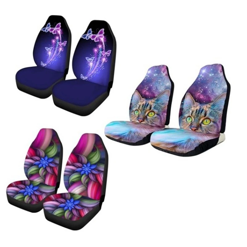 

Star Flower Butterfly Cat Print Car Seat Cover Luxury Car Protector Case Fahion Animal Design Auto Supplies