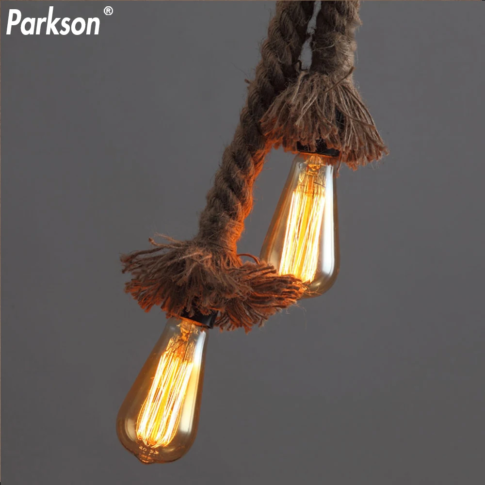 

Retro Hemp Rope Pendant Light AC90-260V Vintage E27 LED Light Bulb Pendant Lamp Industrial Lamp Loft Home For Decor HangLamp