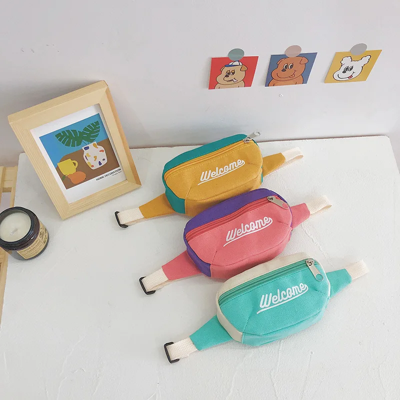 

1Pcs Children's Canvas Belt Bag Phone Wallet Waist Pack Canvas Coins Purse Baby Chest Messenger Bag Adjustable Durable Cloth Bag