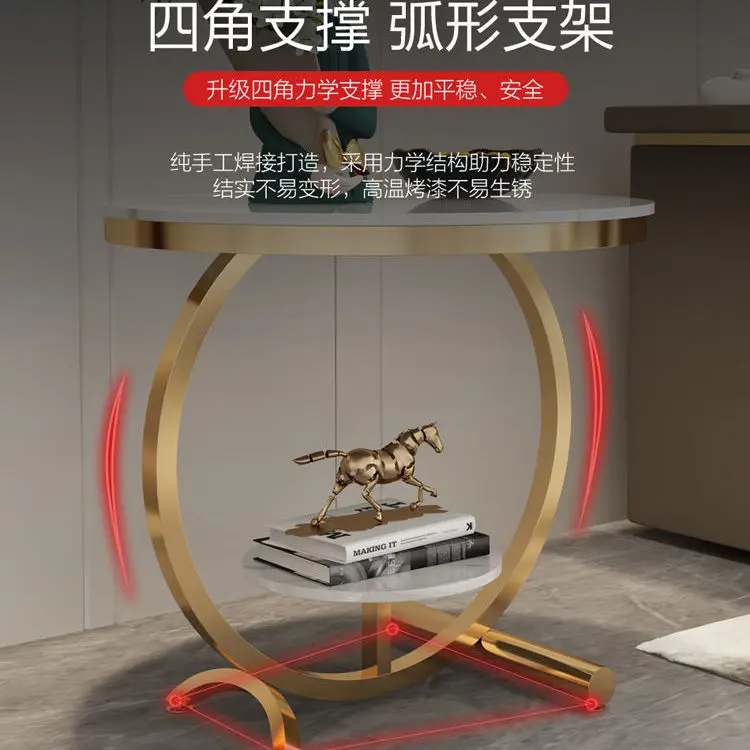Luxury Two Layer Marble Creative Movable Small Round Side Table 6 Luxury Two Layer Marble Creative Movable Small Round Side Table 6