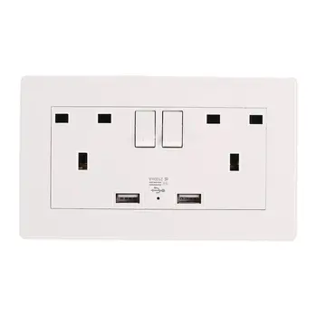 

2 Gang Wall Socket Dual USB Port Outlets Plate Panel Power Supply UK Plug