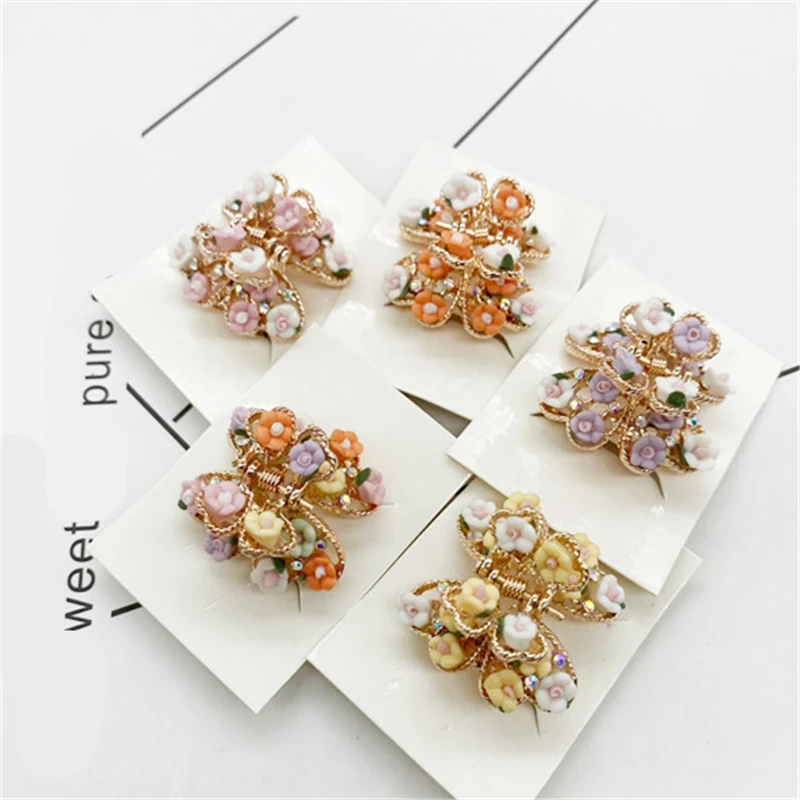 

Fashion Metal Crystal Ceramic flower Hair crab claw clip circular Geometric Shape Hair Clips For Women Girls hairpin Accessories