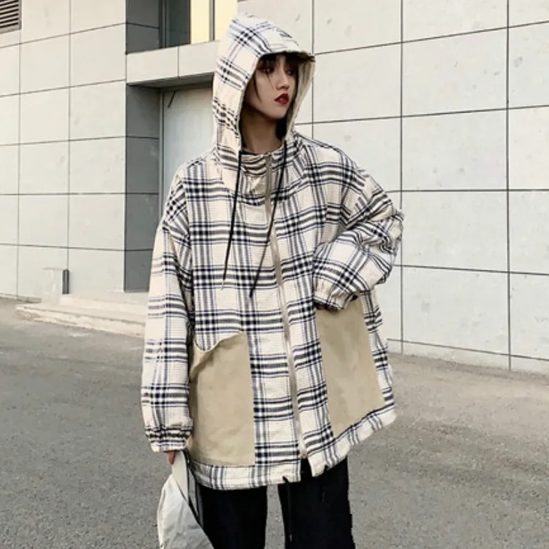 Neploe корейский с круглым вырезом и капюшоном свободный Chaqueta Mujer винтажный Harajuku стиль Лоскутная куртка Женская Осень Зима дамское пальто 46316