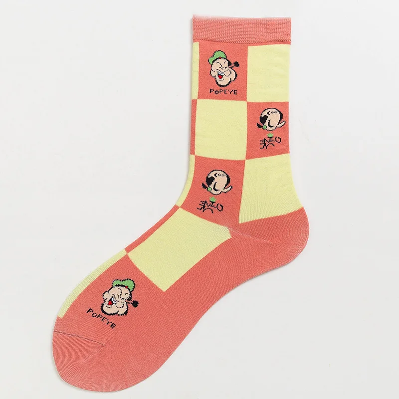 Fashion Cartoon Character Cute Short Socks Women Harajuku Cute Spinach Popeye Pattern Ankle Socks Hipster Skate Ankle Funny Sock - Цвет: 13
