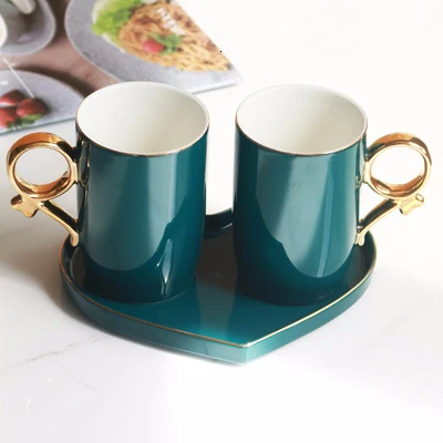 A-3-piece set Скандинавская Высококачественная чашка для чистки, домашняя керамическая кружка, набор из 3 предметов, керамический поднос в форме сердца, украшение для ванной комнаты, свадебный подарок - Цвет: A-3-piece set