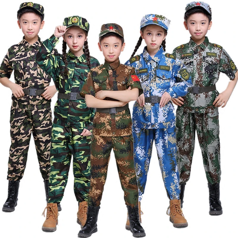 Halloween Costumes for Kids Baby Girl Boy Military Army Suit Uniform Performan Clothing Camouflage Tactical Men Soldier School