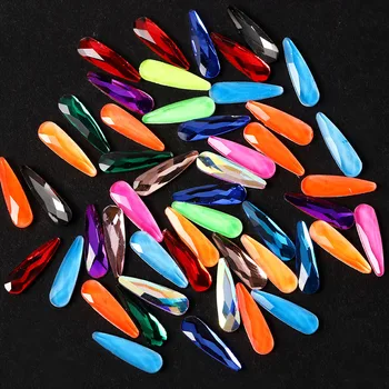 

20Pcs Sparking Neon Color Teardrop Crystal 3x10mm 3D Summer Nail Art Rhinestone Decorations DIY Nails Manicure Accessories