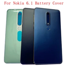 Original Battery Cover Rear Door Housing with Fingerprint For Nokia 6.1 Battery Back Cover with Camera Lens Part