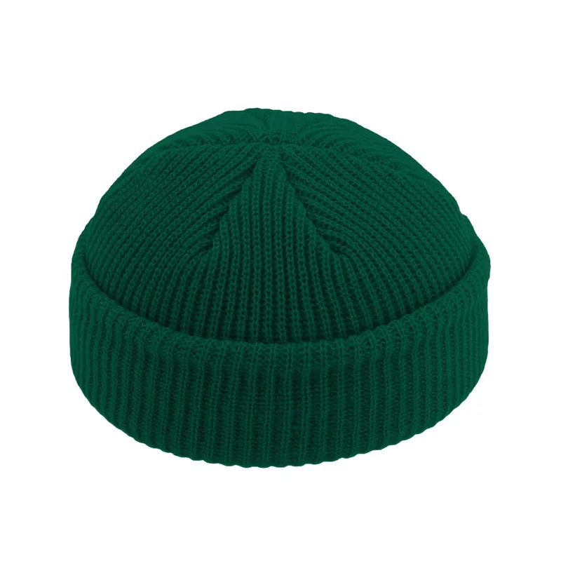 dark green Шапки без полей, шапка в стиле хип-хоп, шапка с черепом, уличная вязаная шапка для женщин и мужчин, акрил, унисекс, повседневная однотонная шапка с тыквой, переносная шапка с дыней - Цвет: dark green