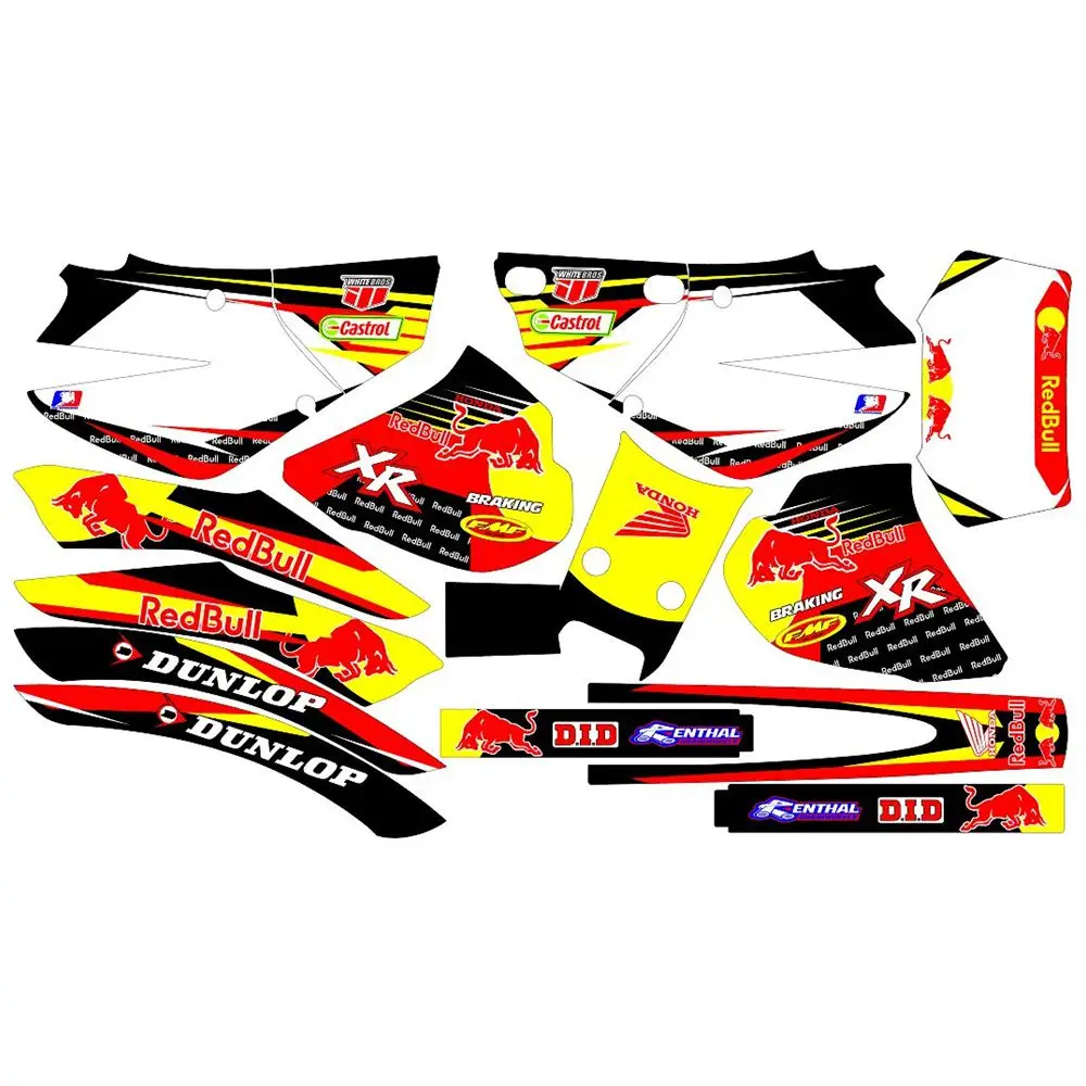 

Full Graphics Decals Stickers Custom Number Name 3M Bright Stickers Waterproof For Honda XR250 1995-2002