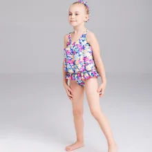 Купальный костюм для девочек; сиамский купальник с цветочным рисунком для малышей; купальный костюм