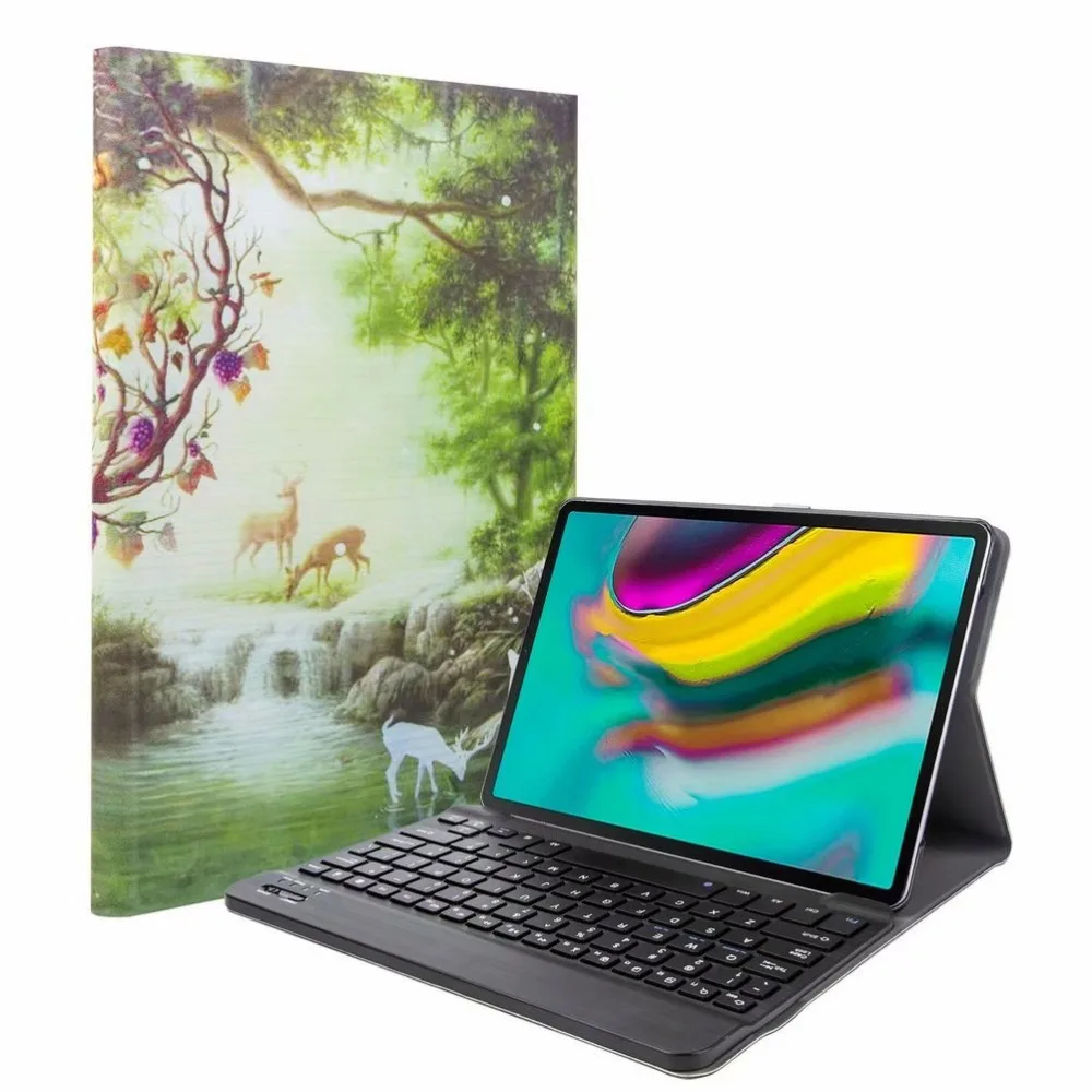 Bluetooth клавиатура чехол для Samsung Galaxy Tab A 10,1 T720 T725 планшет ткань с 7 подсветкой Клавиатура с подсветкой крышка+ ручка+ пленка