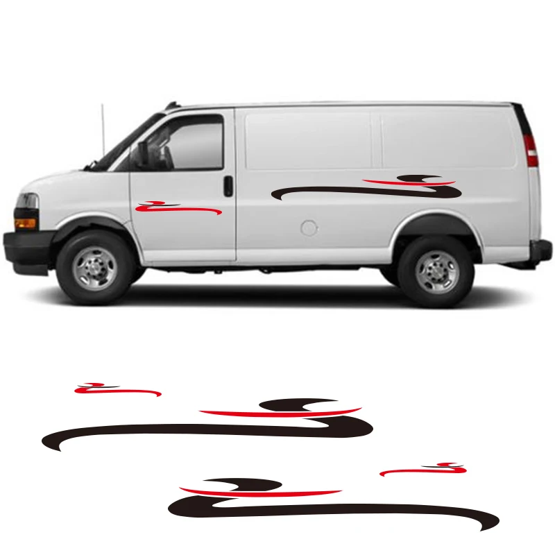2 стороны виниловые графические наклейки для дома на колесах в полоску Camper Van для Ford Toyota Chevrolet Isuzu Citroen Berlingo