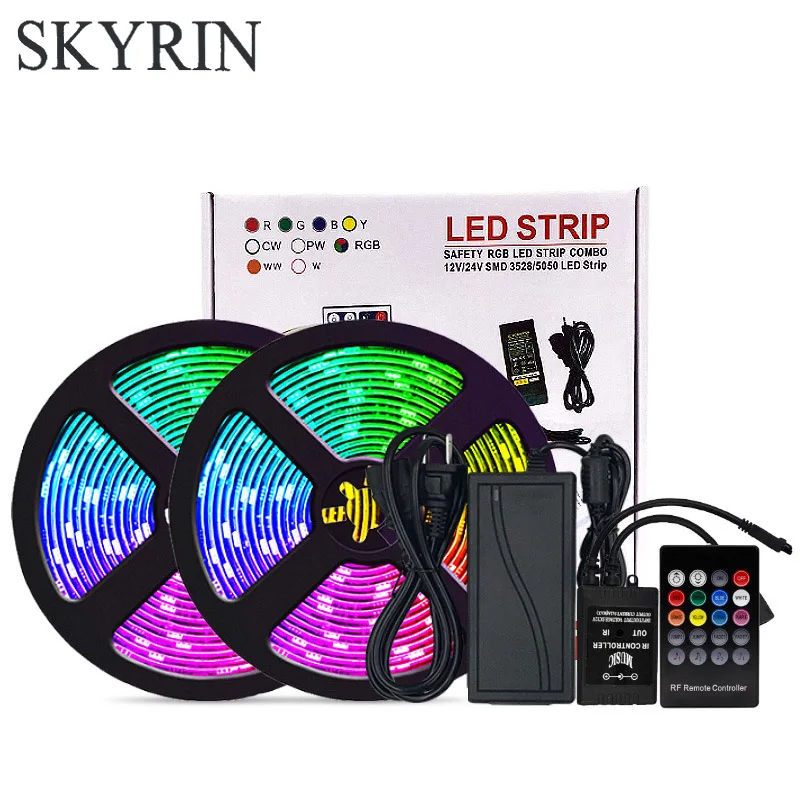 SKYRIN музыка Управление светодиодный полосы светильник RGB 2835 SMD 5050 DC 12V
