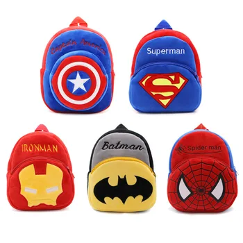 

New kids batman ironman plush spider man backpack toy mini school bag Children's gifts kindergarten boy girl baby bags for 1-3Y