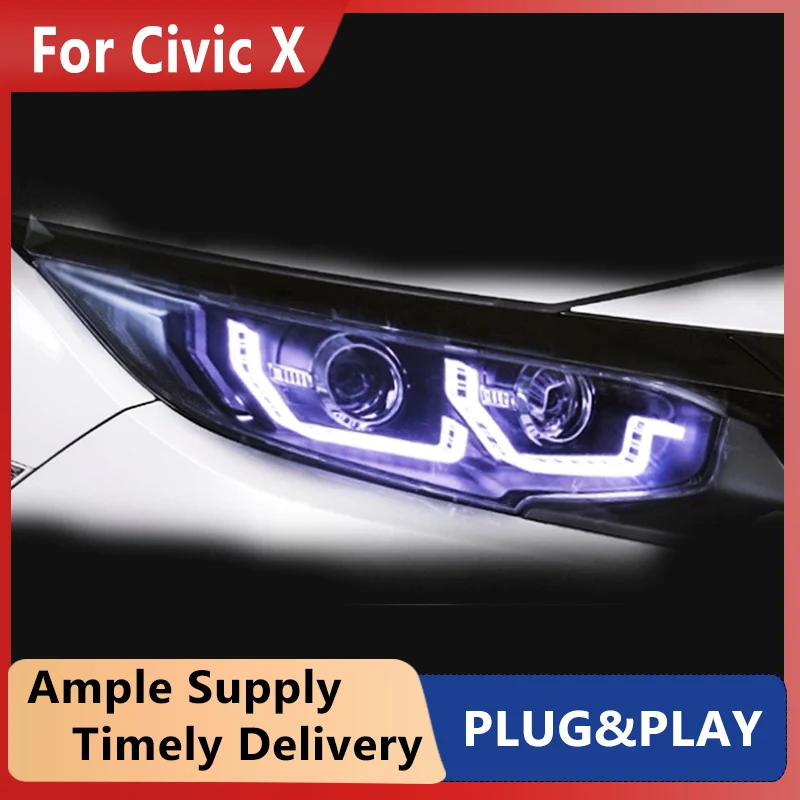 

Car Styling for Honda Civic Headlights 2016-2019 Civic X LED Headlight LED DRL Hid Head Lamp Angel Eye Bi Xenon Accessories