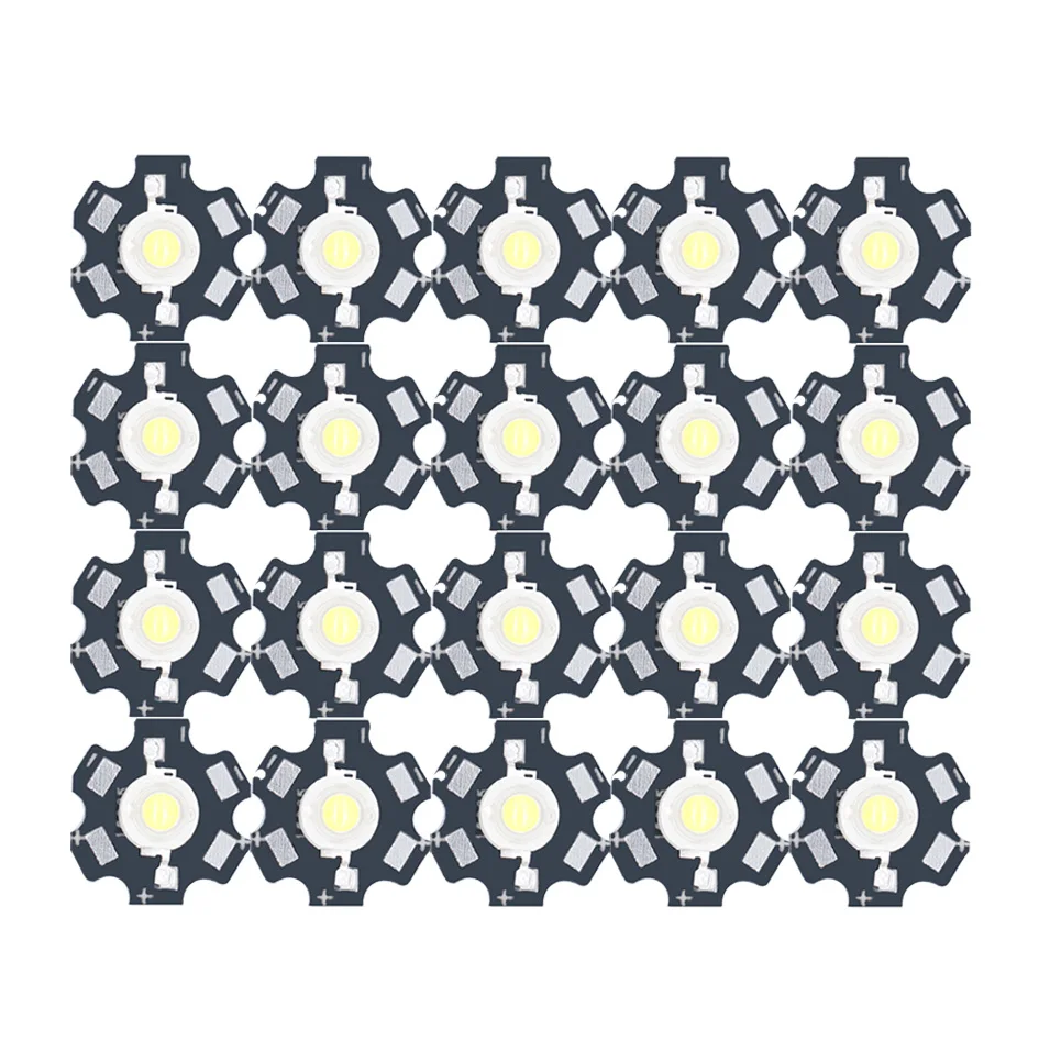 20PCS 1W High Power LED Beads white with 20mm 240-260mA Aluminum Black Star Base PCB DIY lights Spot Light Bulb | Лампы и освещение