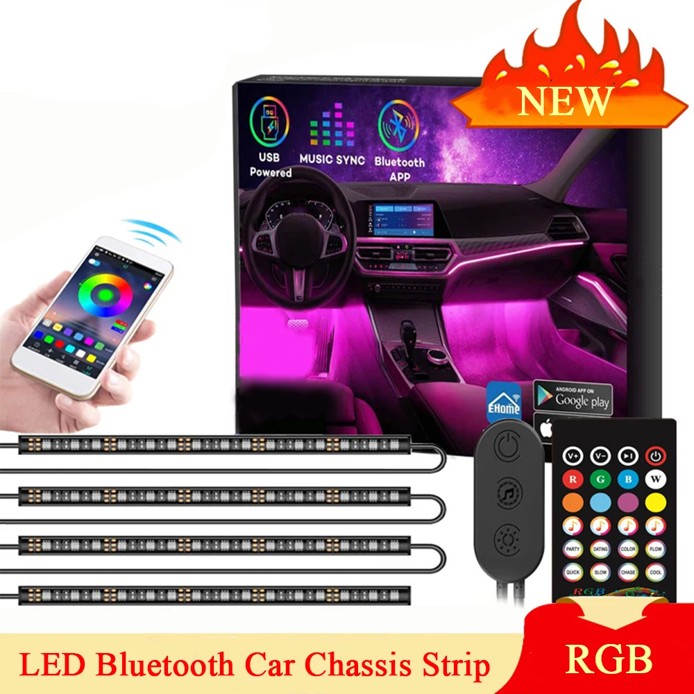 

USB Bluetooth Multicolor Flexible Car LED Light Strip with Music Control