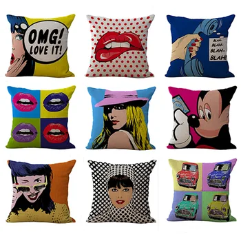 

American Popular Art Cotton Linen Cushion Cover Popular Cartoon Cushion Covers Sofa Decorative Pillow Case
