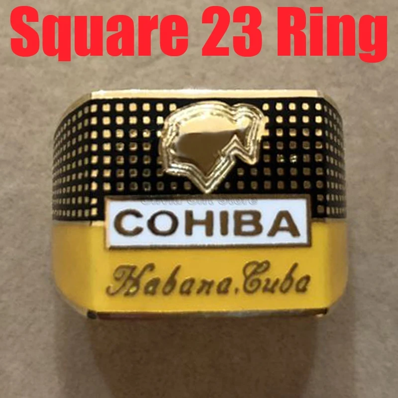 COHIBA, элегантное кольцо для сигарет, покрытое золотом, 925 пробы, серебряное кольцо, ювелирный набор для курения табака, креативный подарок с коробкой - Цвет: Square 23 Ring