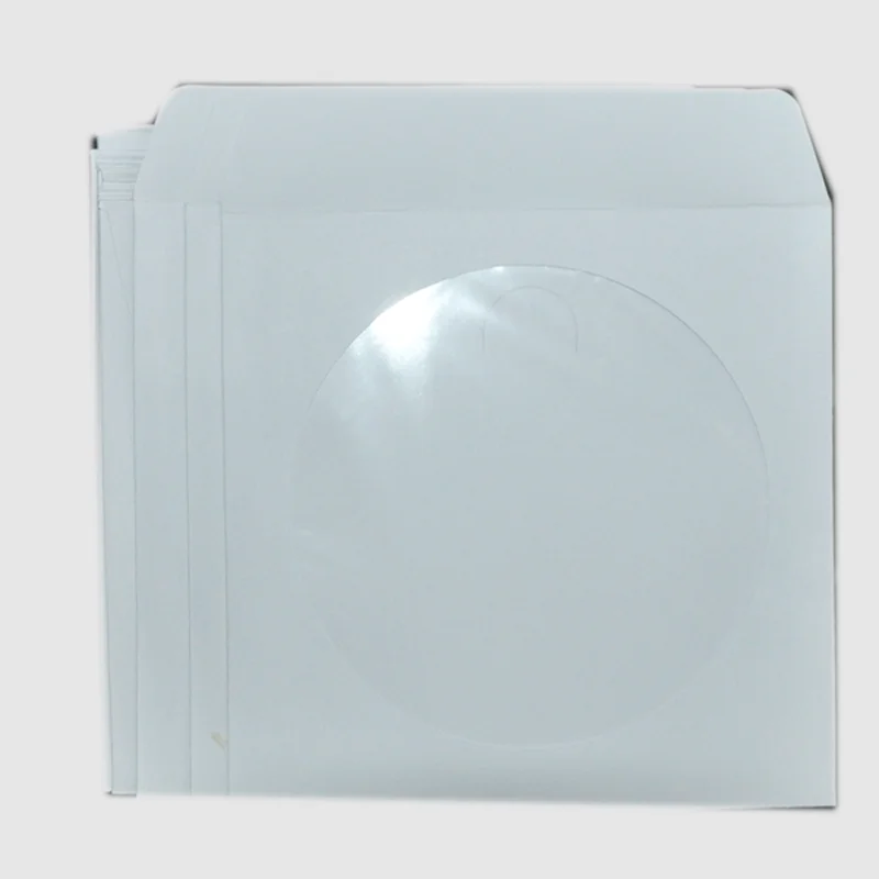 free shipping 100pcs Blank white CD envelope DVD sleeve with clear pvc