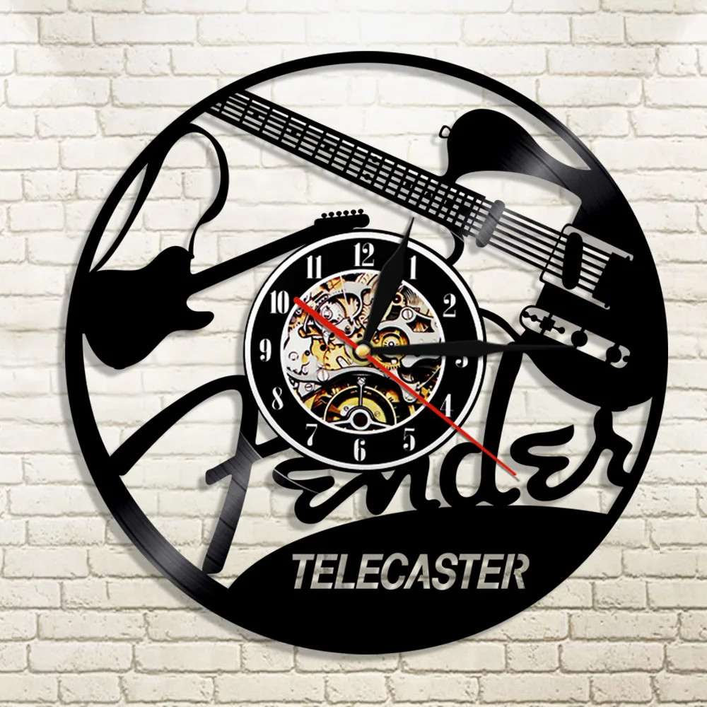 Настенные часы Telecaster с виниловой пластиной музыкальный инструмент для гитары