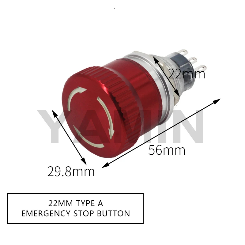 22mm Screw 16/19/22 мм металла аварийной остановки кнопочный переключатель 3 штыря Нержавеющая сталь Красной грибовидной головкой с встроенной функцией спуска затвора с механической блокировкой Тип - Цвет: 22mm Screw