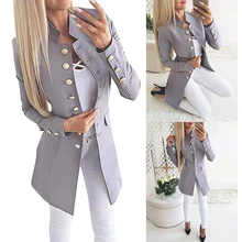 Новинка, Женский винтажный пиджак, повседневный двубортный приталенный пиджак, Блейзер, feminino veste femme, Женский офисный пиджак