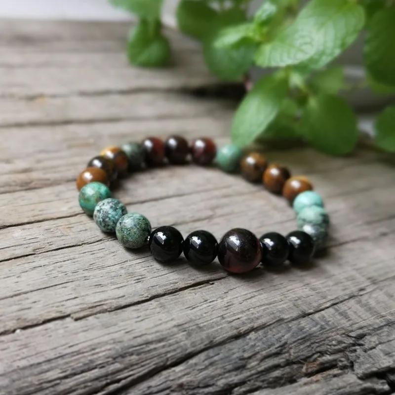 8mm Natural Stone Beads,Prayer Bracelet,African Turquoise,Tigers Eye,Awaken,JapaMala Bracelet,Spiritual Jewelry,Meditation Beads