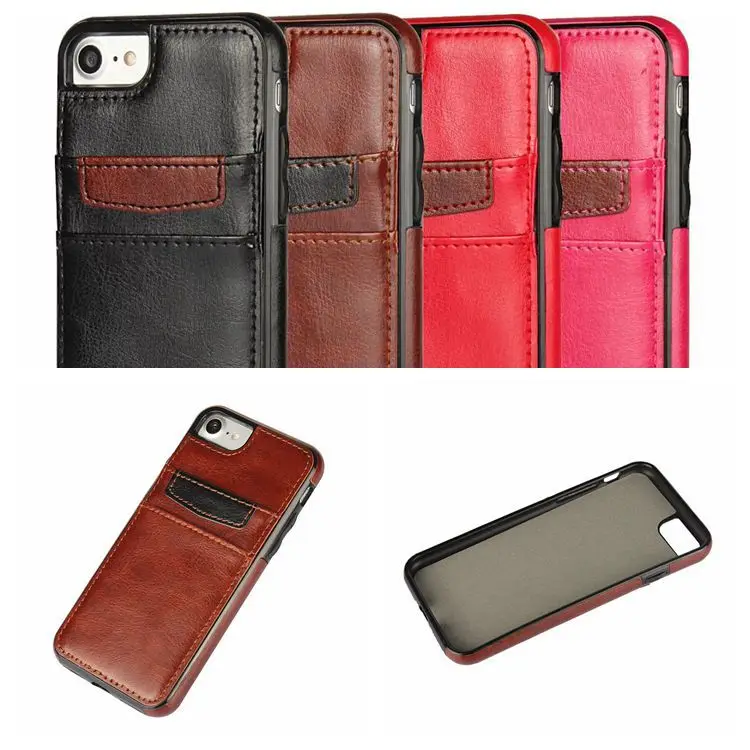 

Suitable for IPhone7 4.7 Phone Case Crazy Horse Pattern Card Instert-TPU Phone Protective Case 7plus Full Cover