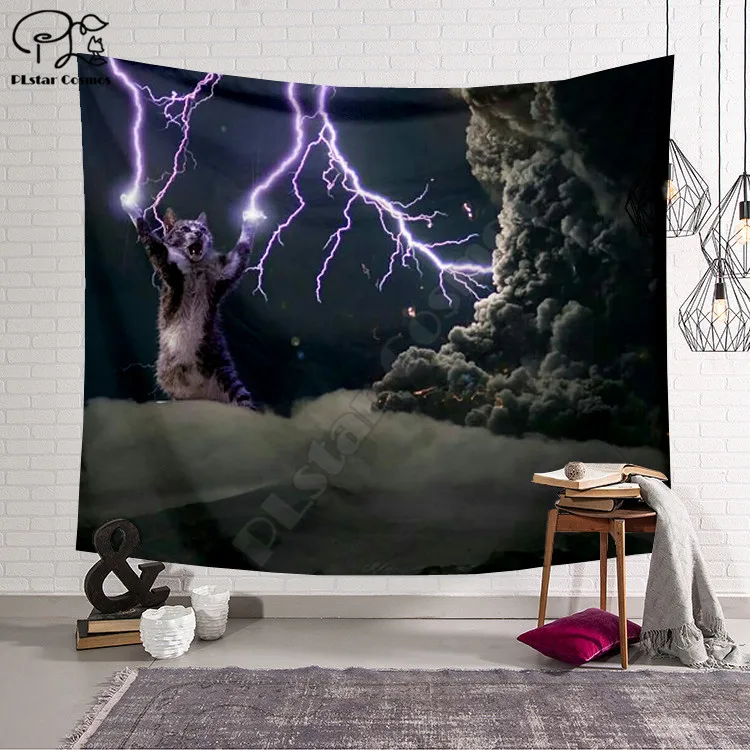 

Cat Funny cartoon Blanket Tapestry 3D Printed Tapestrying Rectangular Home Decor Wall Hanging style-3