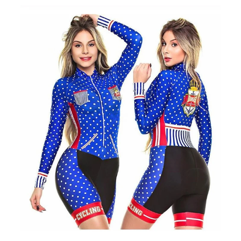

Dunas Women's Cycling Clothing 2021 Long Sleeve Monkey Female Bicycle Suit Jumpsuit Dress Uniforms Dropshipping Brazil With GEL