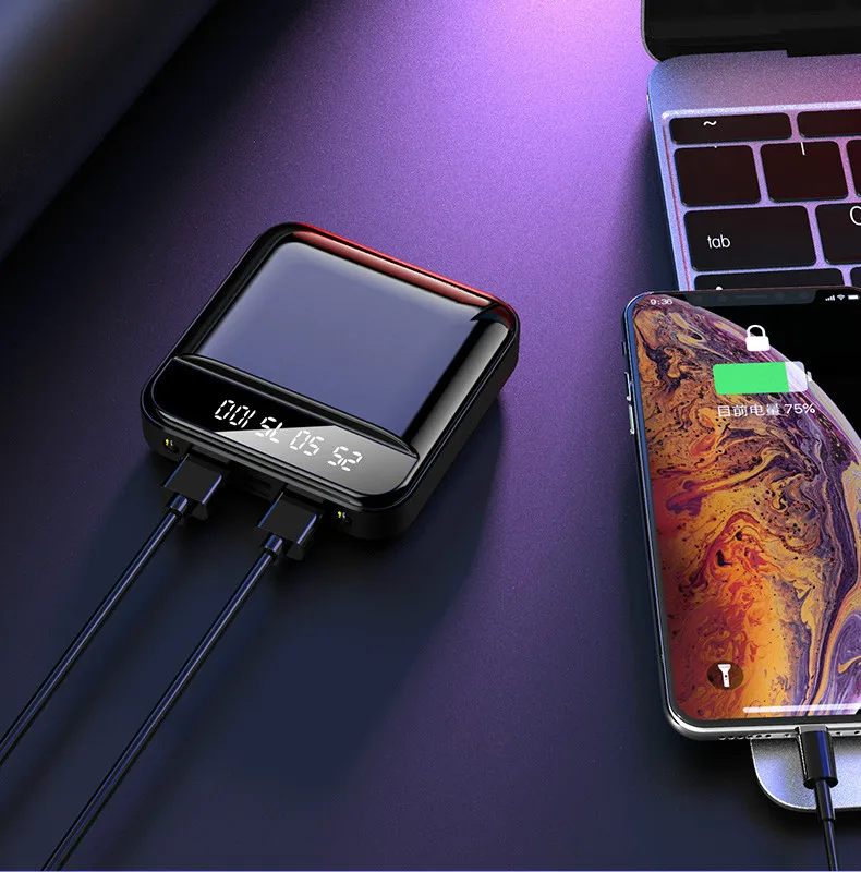 Mini Power Bank 20000mAh Powerbank Charger Dual Usb Ports External Battery Poverbank Portable for All smartphones