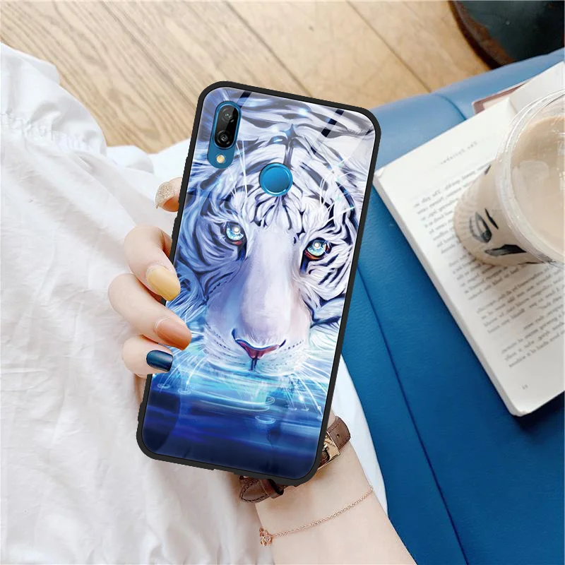 Wolf Fox Tiger Deer Cat Tempered Glass Case For Huawei Honor 20 Pro 8X View Note 10 9 P20 P30 Pro Lite P Smart Y6 Y9 Cover