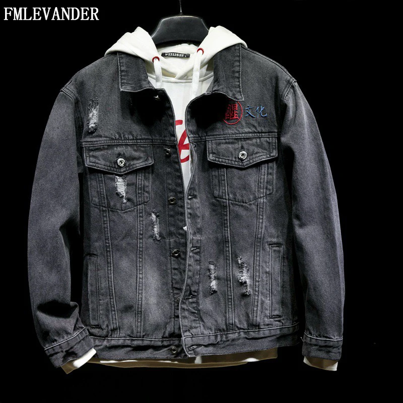 

Bomber Jacket Men's Hip Hop Men's Retro Denim Jacket Streetwear 2020 Jeans Jacket Men