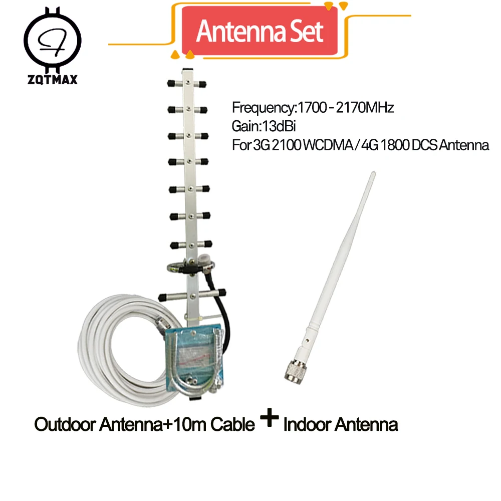 ZQTMAX 13dbi yagi антенна для 2100 МГц 3g повторитель 2g 4g 1800 усилитель мобильного сигнала UMTS