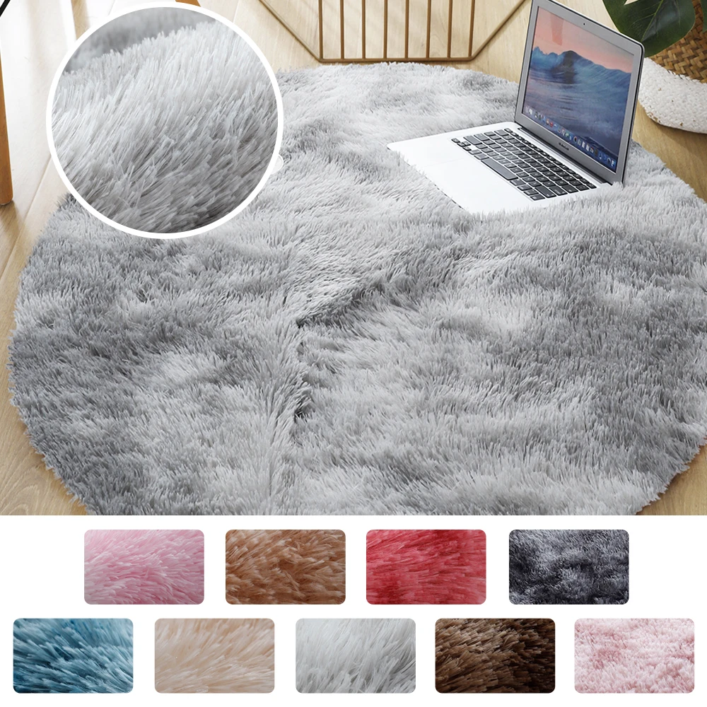 Thick Carpet Rugs Velvet-Mat Plush-Rug Bed-Room Home-Decor Round Fluffy Children Anti-Slip