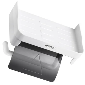 

Roll Paper Holder Waterproof Wall Shelf Punch Free Rack Wall Mounted Storage Rack Durable Shelves for Toilet Bathroom (Grey)