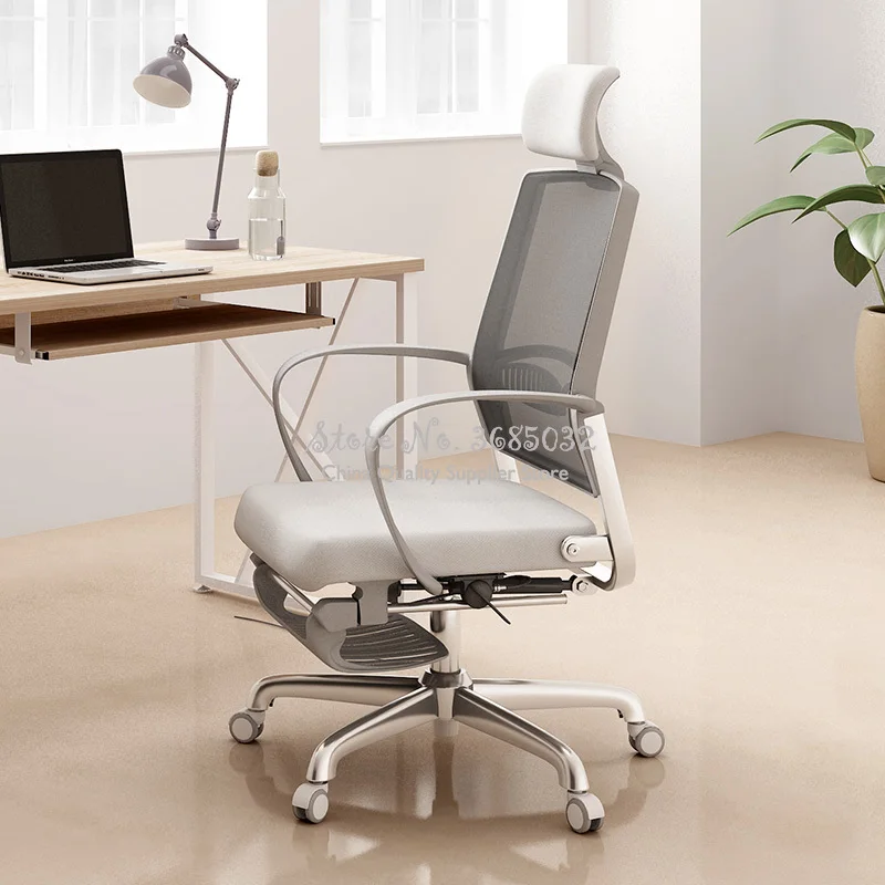  Home Reclining Computer Chair Office Boss Chair Steel Feet Adjustable Chair Mesh Cloth with Footres