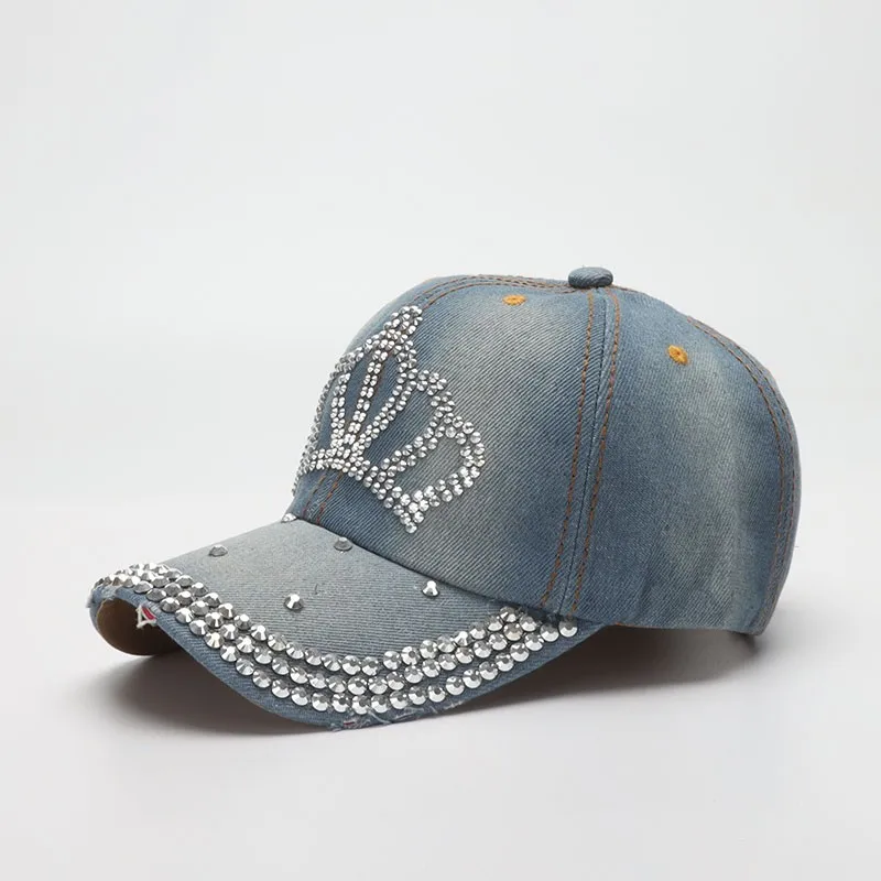 COKK Fashion Cap Women Spring Summer Hats For Women Cowboy Hat Shiny Baseball Cap Adjustable Sunhat Sunshade Denim Cloth baseball cap sun hat