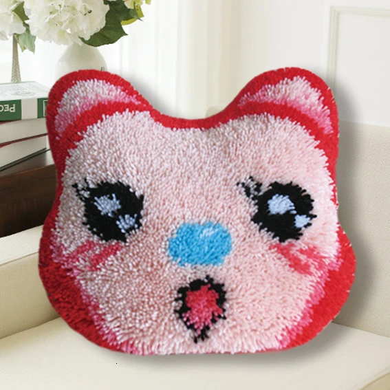Smyrna Embroidery Carpet Knooppakket Cartoon Cushion Button Package Characters Klink Haak Kleed Bloemenb Borduurpakket Kussen