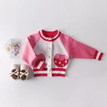 Осенне-зимнее пальто верхняя одежда кардиган, свитер для малышей Новорожденные малыши на детей и девочек, трикотаж, вязаный Топ S9810