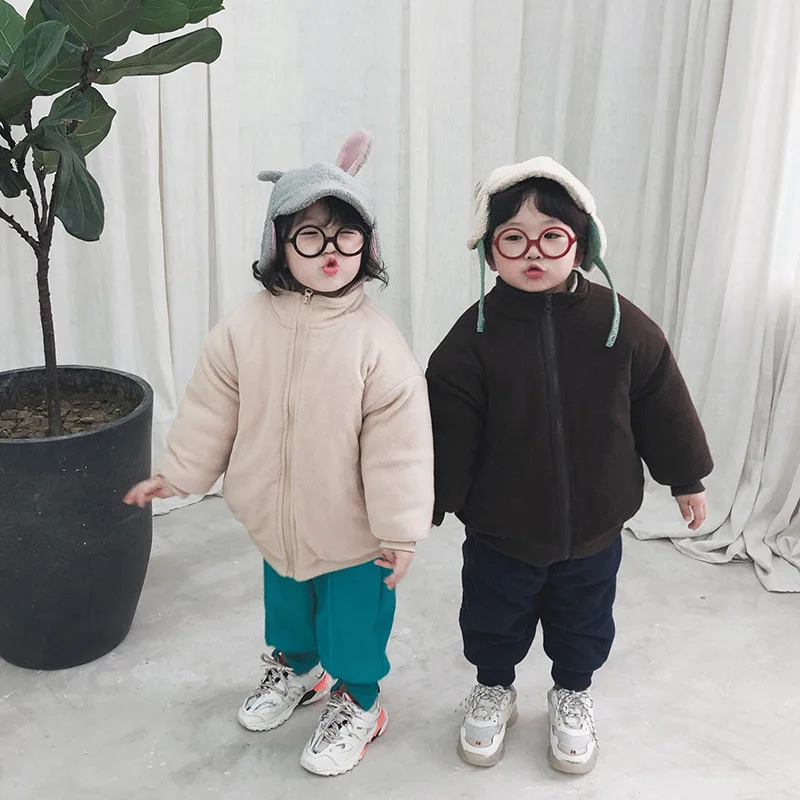 Зимнее Детское пальто; Новое поступление; корейский стиль; хлопковая утепленная и теплая универсальная длинная куртка для милых модных девочек и мальчиков