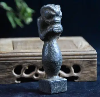 

Hongshan culture archaize black iron meteorite sculpture Hongshan people statue